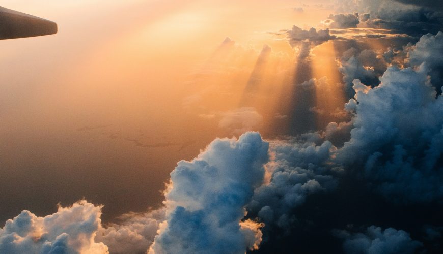 airplane on sky during golden hour